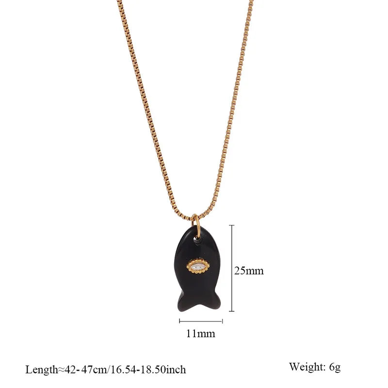 Cute Fish 304 Stainless Steel Plating Pendant Necklace