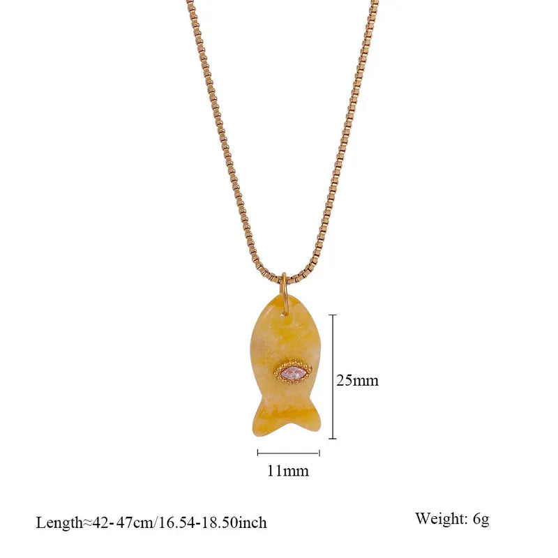 Cute Fish 304 Stainless Steel Plating Pendant Necklace