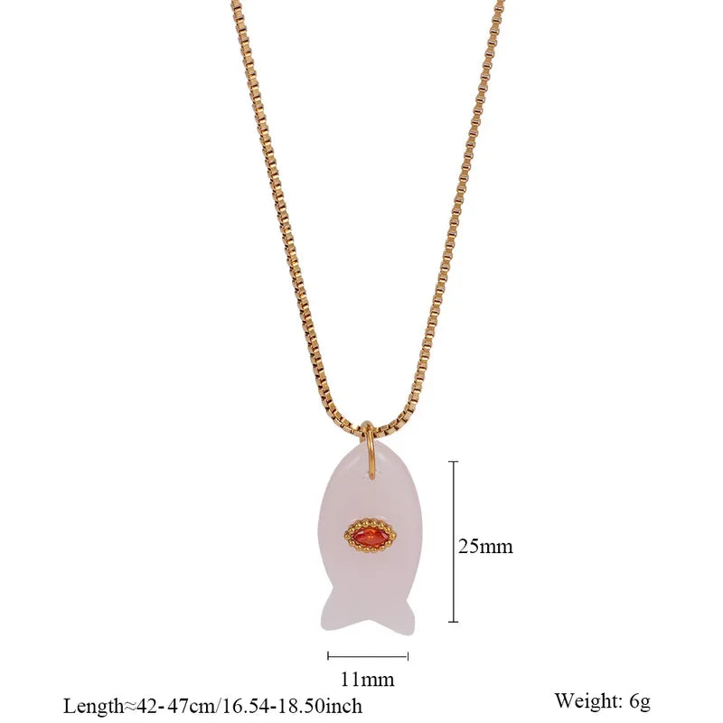 Cute Fish 304 Stainless Steel Plating Pendant Necklace