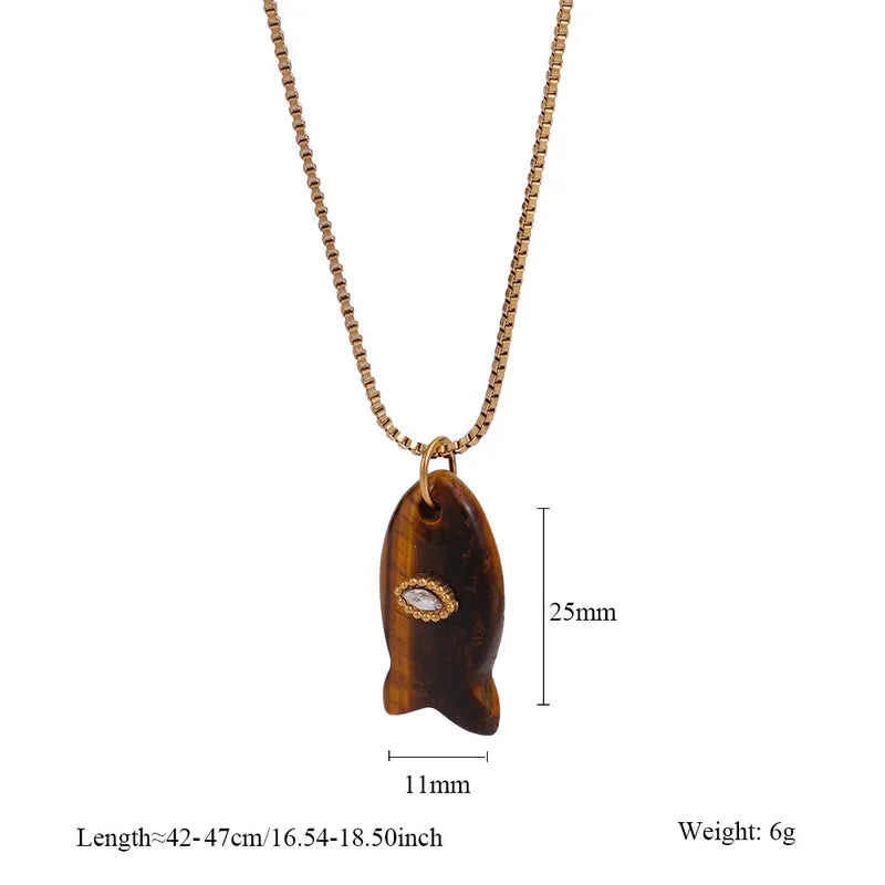 Cute Fish 304 Stainless Steel Plating Pendant Necklace