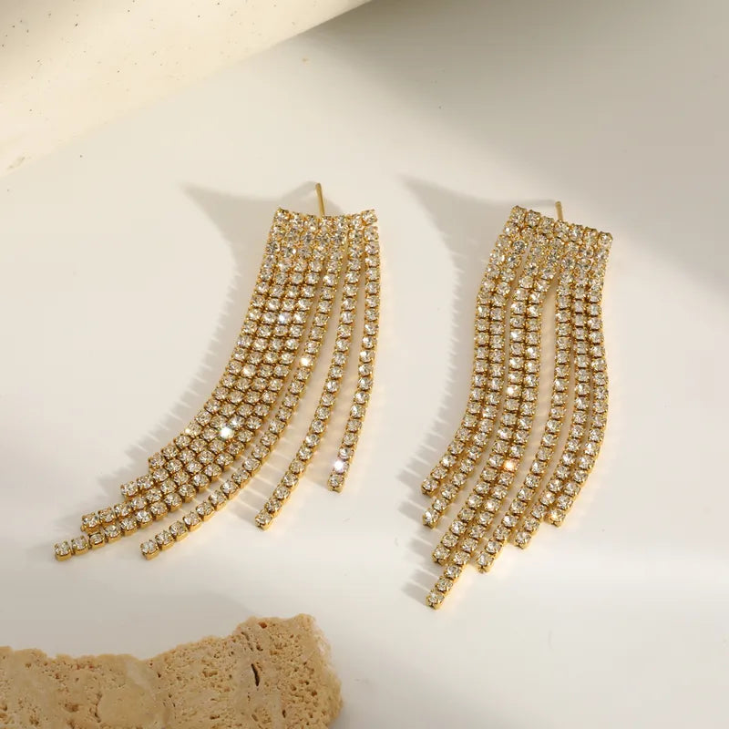 Χρυσά long cascade earrings με κρυστάλλους – Holiday Night Collection – So Cute by Dimi