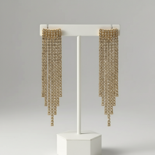 Χρυσά long cascade earrings με κρυστάλλους – Holiday Night Collection – So Cute by Dimi