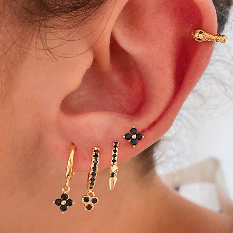 Fashion New Style Copper Pendant Earrings with Inlaid Zircon