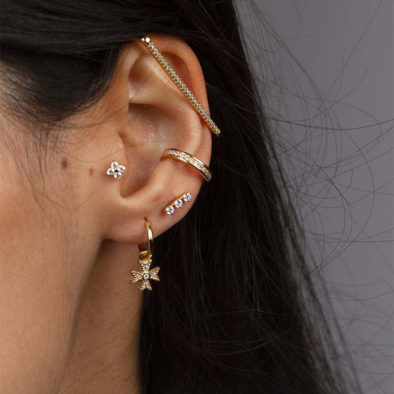 New Style Hollow Geometric Copper Clip Earrings, Non-Pierced Ear Bone