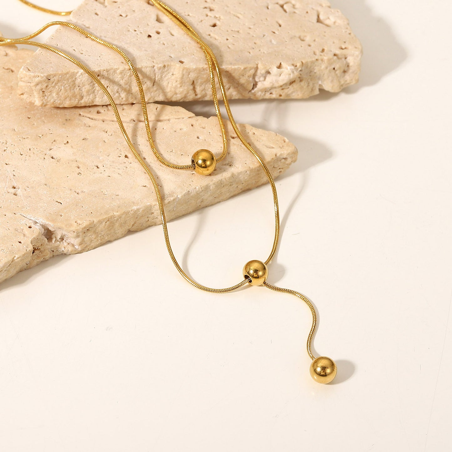 Fashion Simple 18K Gold Stainless Steel Double Layer Necklace