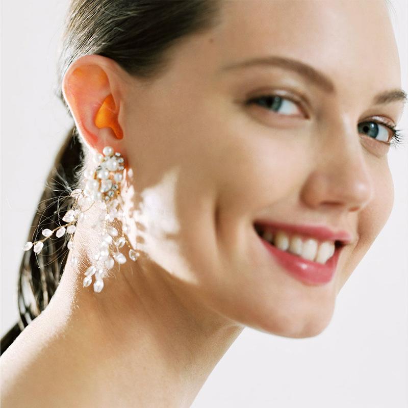 Fashion Tassel Alloy Earrings With Rhinestone, Beads and Pearls