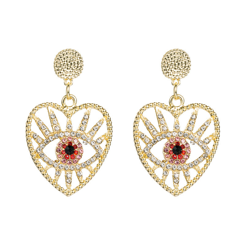 Heart-shaped Demon Eyes Full Diamond Earrings