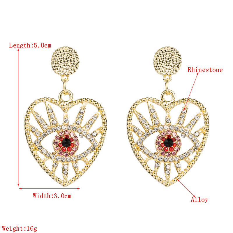 Heart-shaped Demon Eyes Full Diamond Earrings