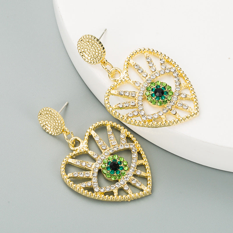 Heart-shaped Demon Eyes Full Diamond Earrings