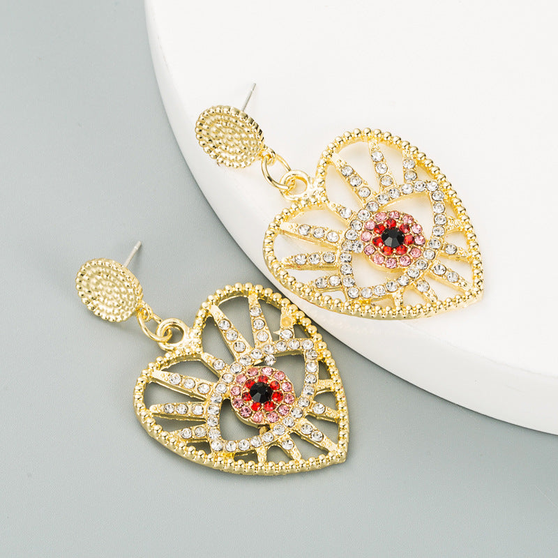Heart-shaped Demon Eyes Full Diamond Earrings