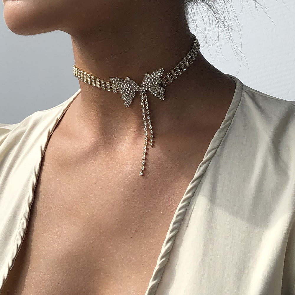 Fashion trend Choker with full of Diamonds and bow