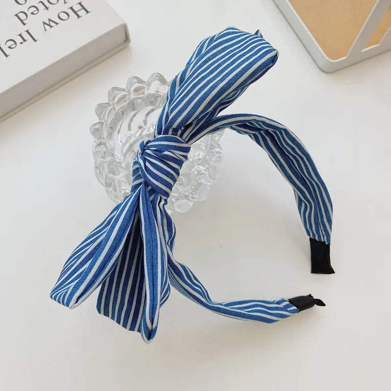 Double-layer Bow-knot Denim Wide-brim Headband