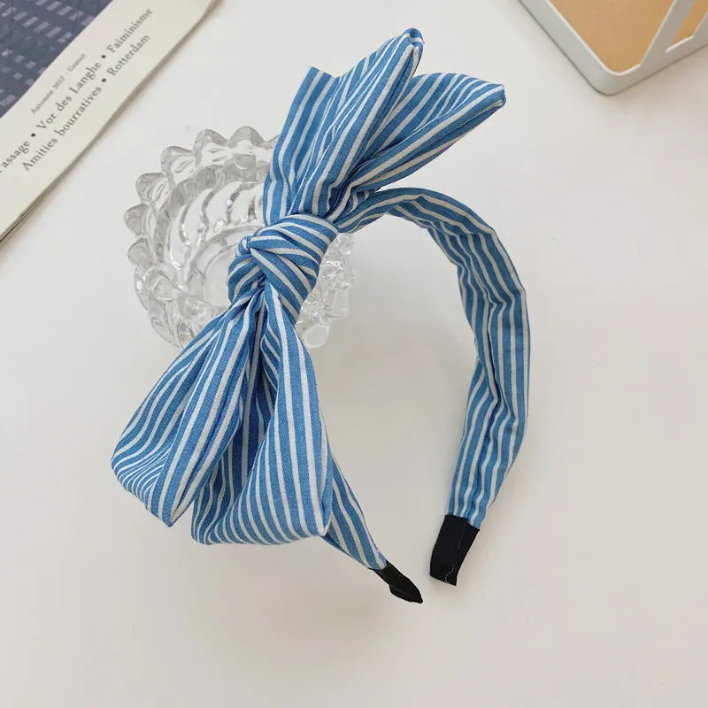 Double-layer Bow-knot Denim Wide-brim Headband