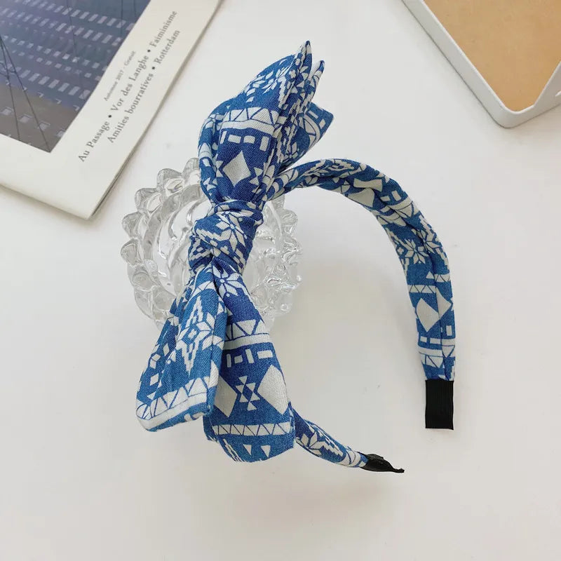 Double-layer Bow-knot Denim Wide-brim Headband