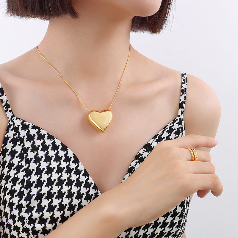 Titanium Steel Heart Pendant Necklace