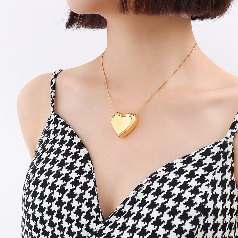 Titanium Steel Heart Pendant Necklace