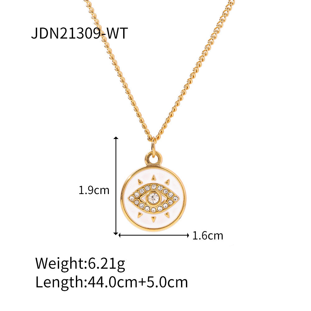 Fashion Devil'S Eye Stainless Steel Plating Artificial Diamond Pendant Necklace