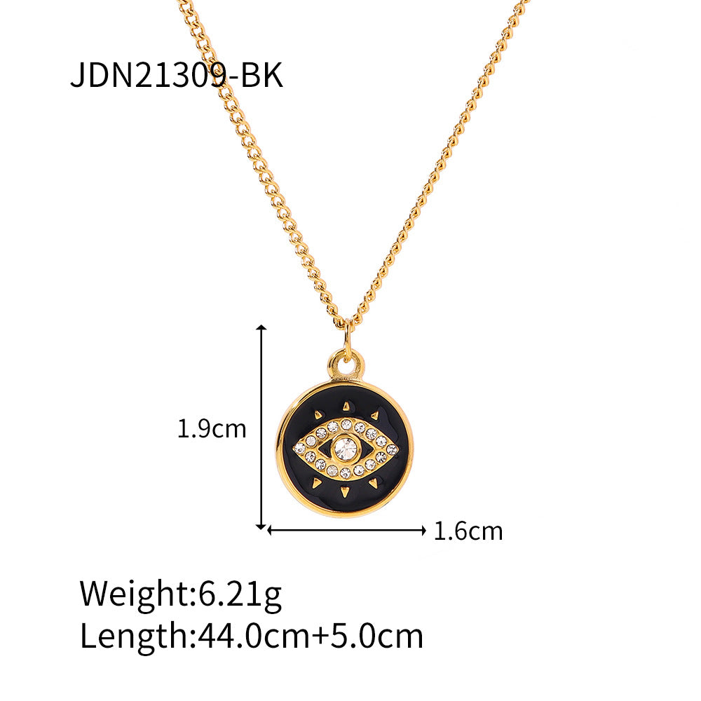 Fashion Devil'S Eye Stainless Steel Plating Artificial Diamond Pendant Necklace