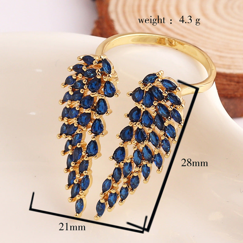 Angel Wings ring with zircon