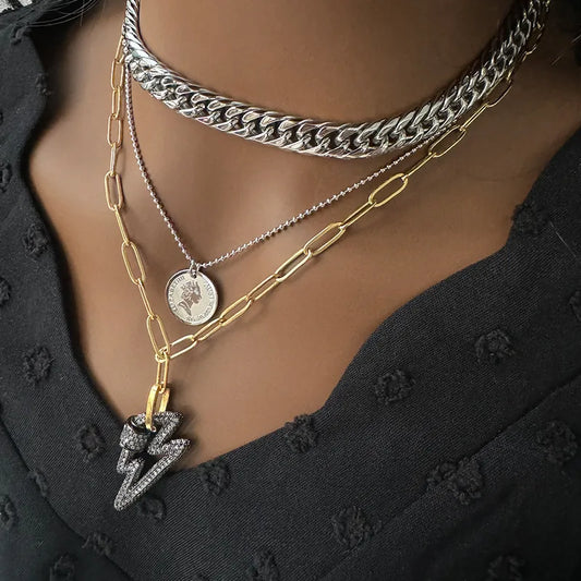Layered κολιέ με charm κεραυνό – Χονδρική So Cute by Dimi