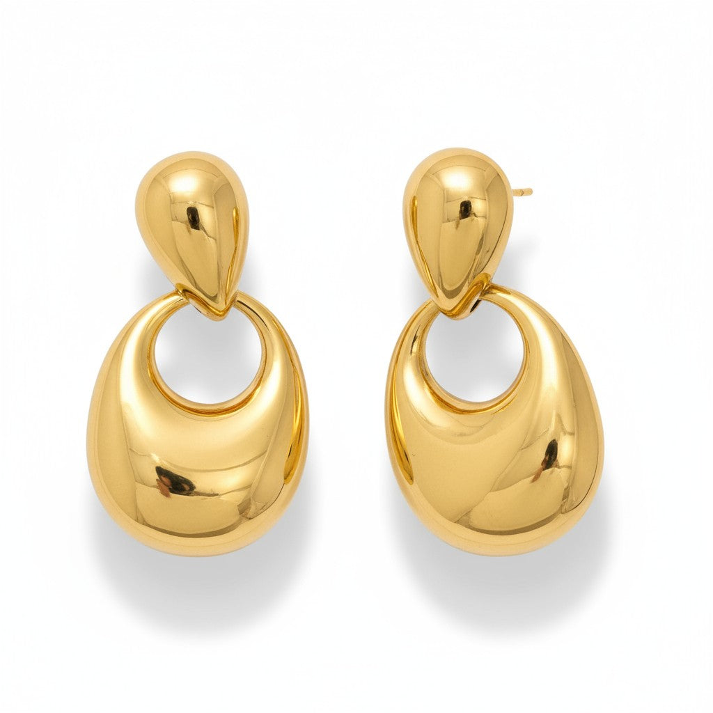 Ατσάλινα σκουλαρίκια Bold Oval Drops σε χρυσό, ασημί και διχρωμία