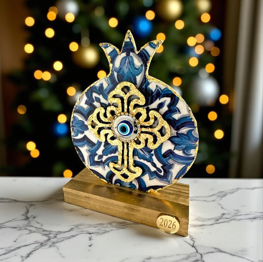 Γούρι 2026 ρόδι με σταυρό & μάτι – Greek Wishes Χονδρική So Cute by Dimi