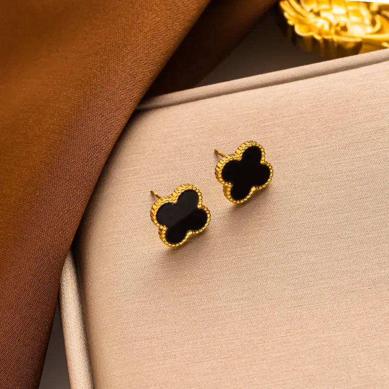 Sweet Four Leaf Clover Titanium Steel Earrings