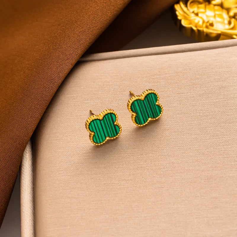 Sweet Four Leaf Clover Titanium Steel Earrings