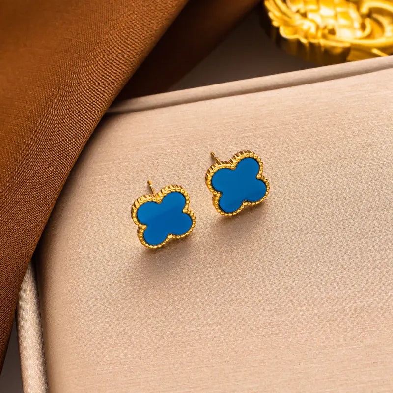 Sweet Four Leaf Clover Titanium Steel Earrings
