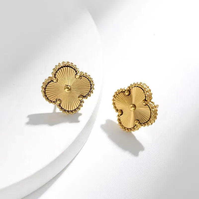 Sweet Four Leaf Clover Titanium Steel Earrings