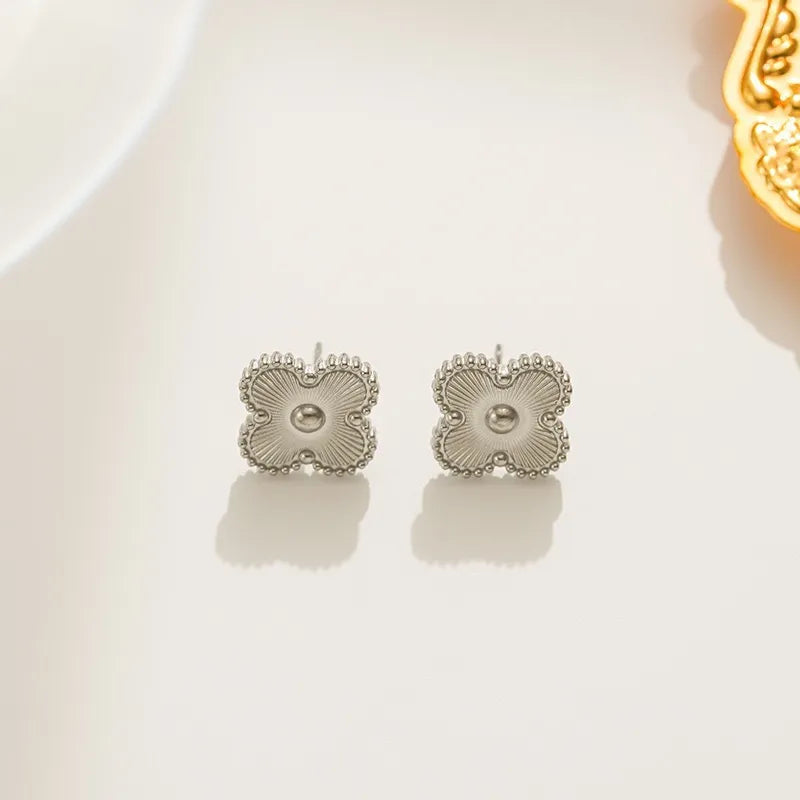 Sweet Four Leaf Clover Titanium Steel Earrings