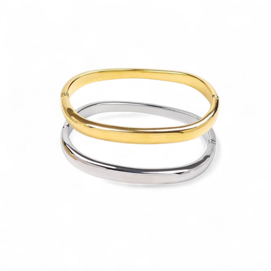 ⚡🚚 Βραχιόλι “Oval Sleek” από Ατσάλι – Χρυσό / Ασημί