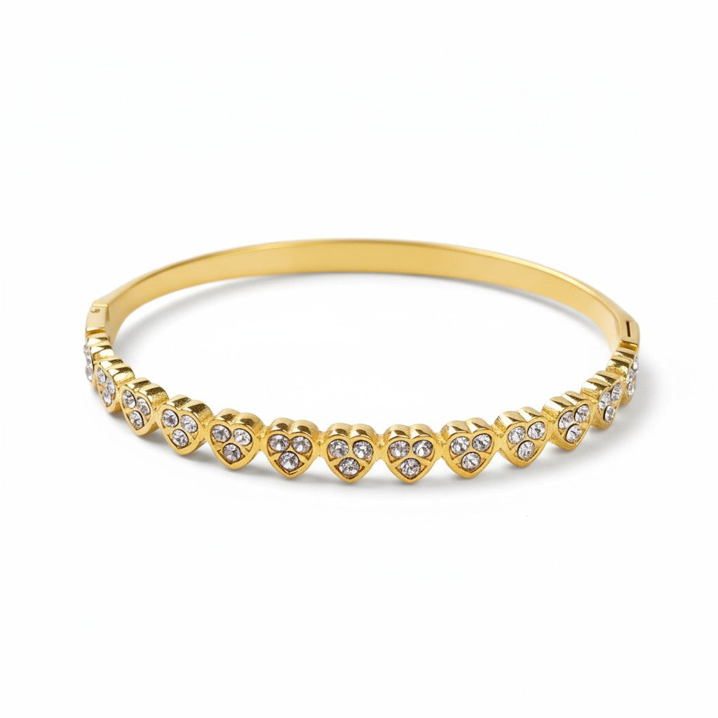 Aτσάλινο βραχιόλι Golden Hearts με καρδιές και στρας σε χρυσό Χονδρική | So Cute by Dimi