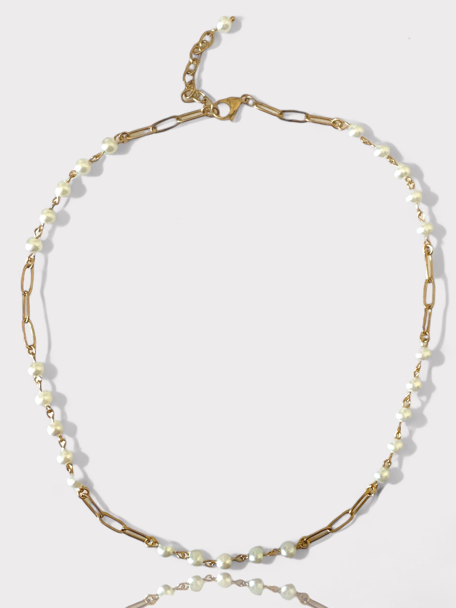 Χειροποίητο κολιέ με πέρλες και ατσάλινη αλυσίδα – Charis Pearl Necklace – So Cute by Dimi