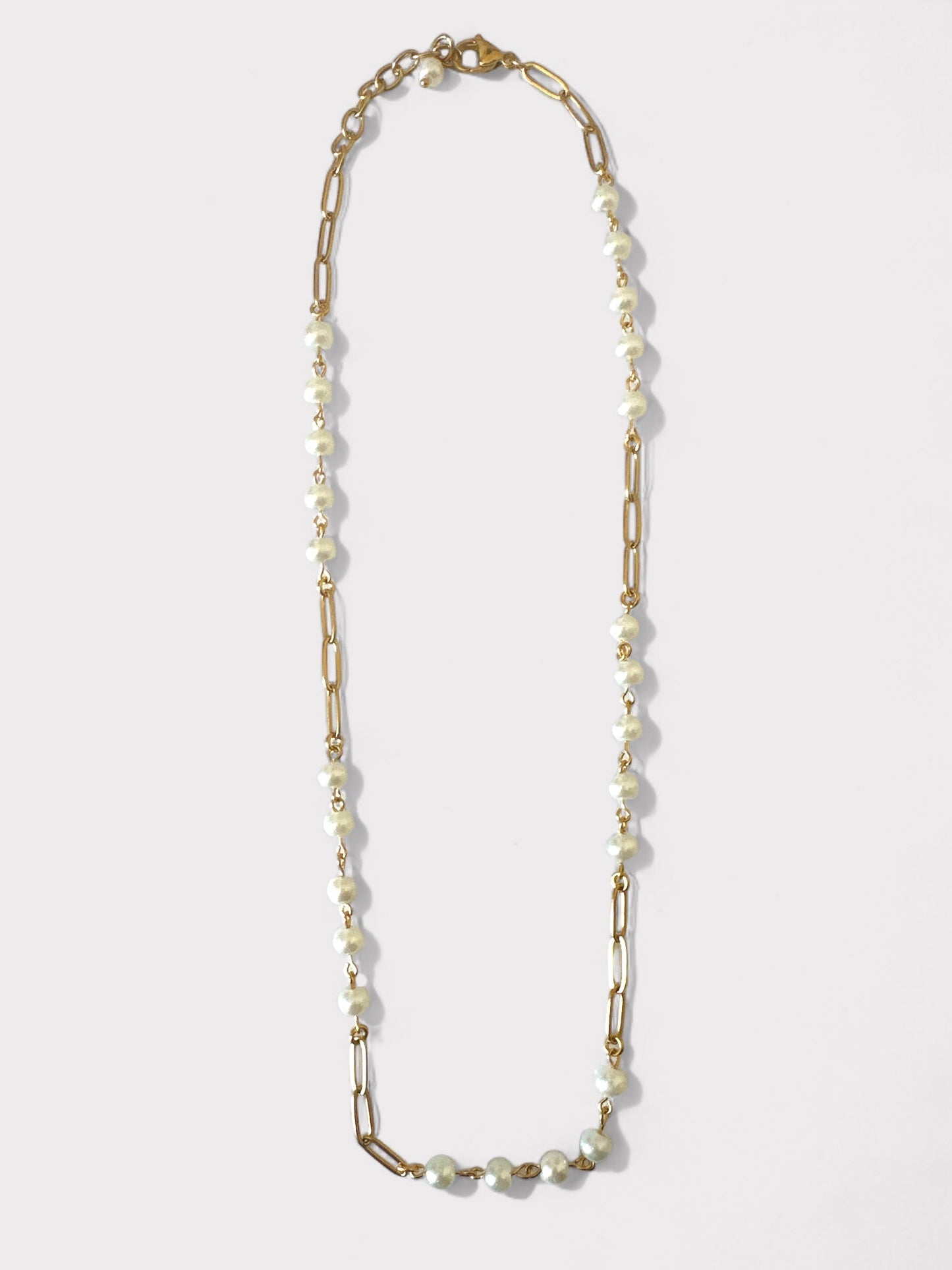 Χειροποίητο κολιέ με πέρλες και ατσάλινη αλυσίδα – Charis Pearl Necklace – So Cute by Dimi