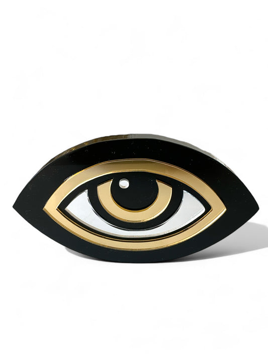 Χειροποίητο γούρι μάτι μαύρο-χρυσό-ασημί – So Cute by Dimi Wholesale