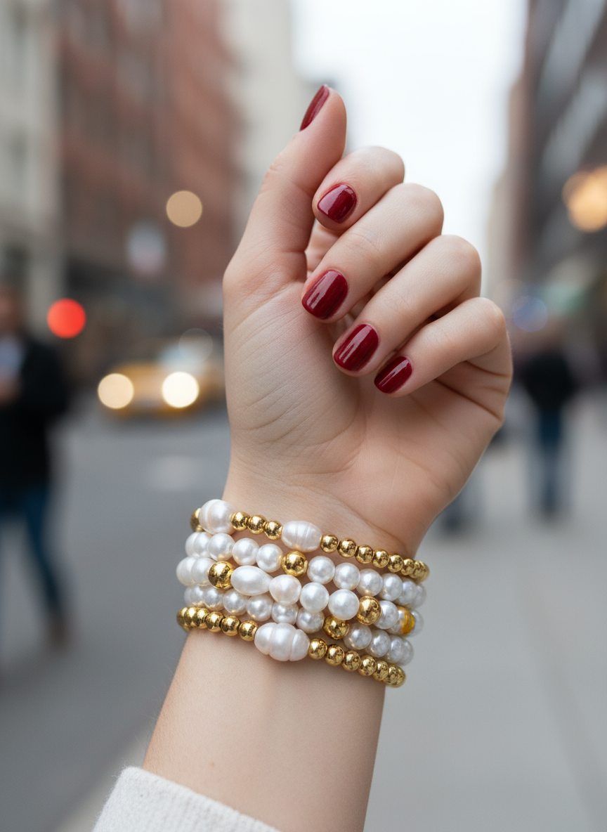 Χειροποίητα βραχιόλια με χάντρες αιματίτη και πέρλες– So Cute by Dimi