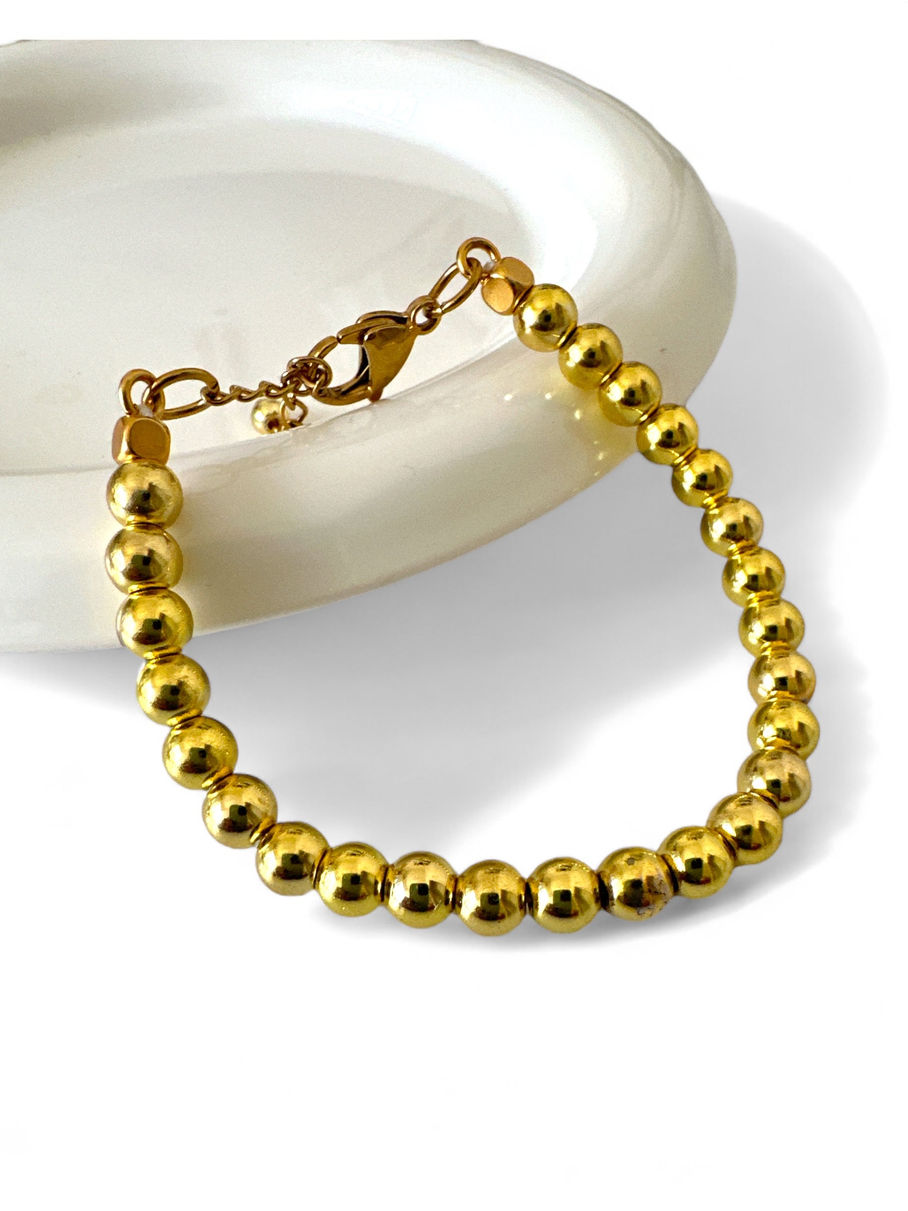 Χειροποίητο βραχιόλι με χάντρες αιματίτη 6mm και ατσάλινο κούμπωμα – Oly Bracelet – So Cute by Dimi