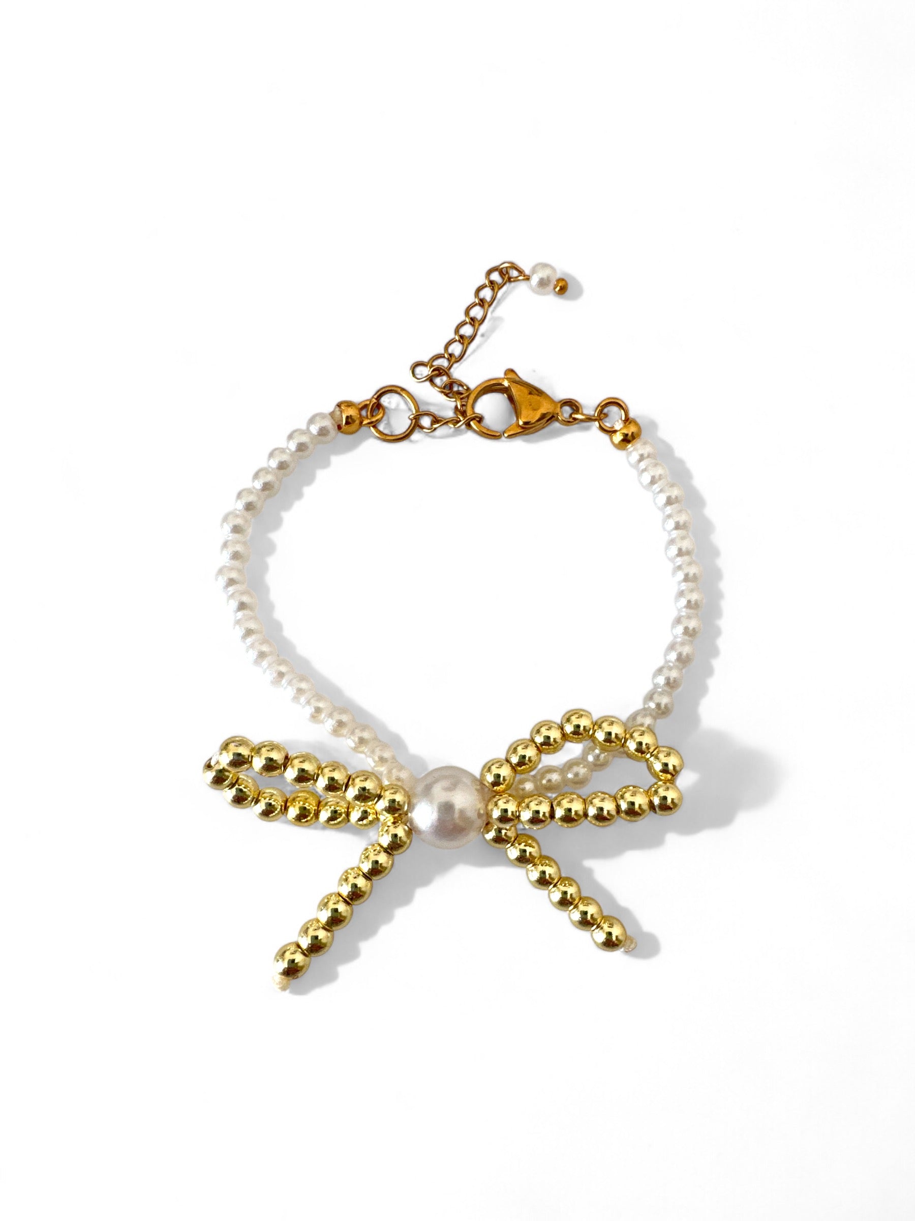 Χειροποίητο βραχιόλι με πέρλες και φιογκάκι από αιματίτη – Irene Pearls Bracelet – So Cute by Dimi