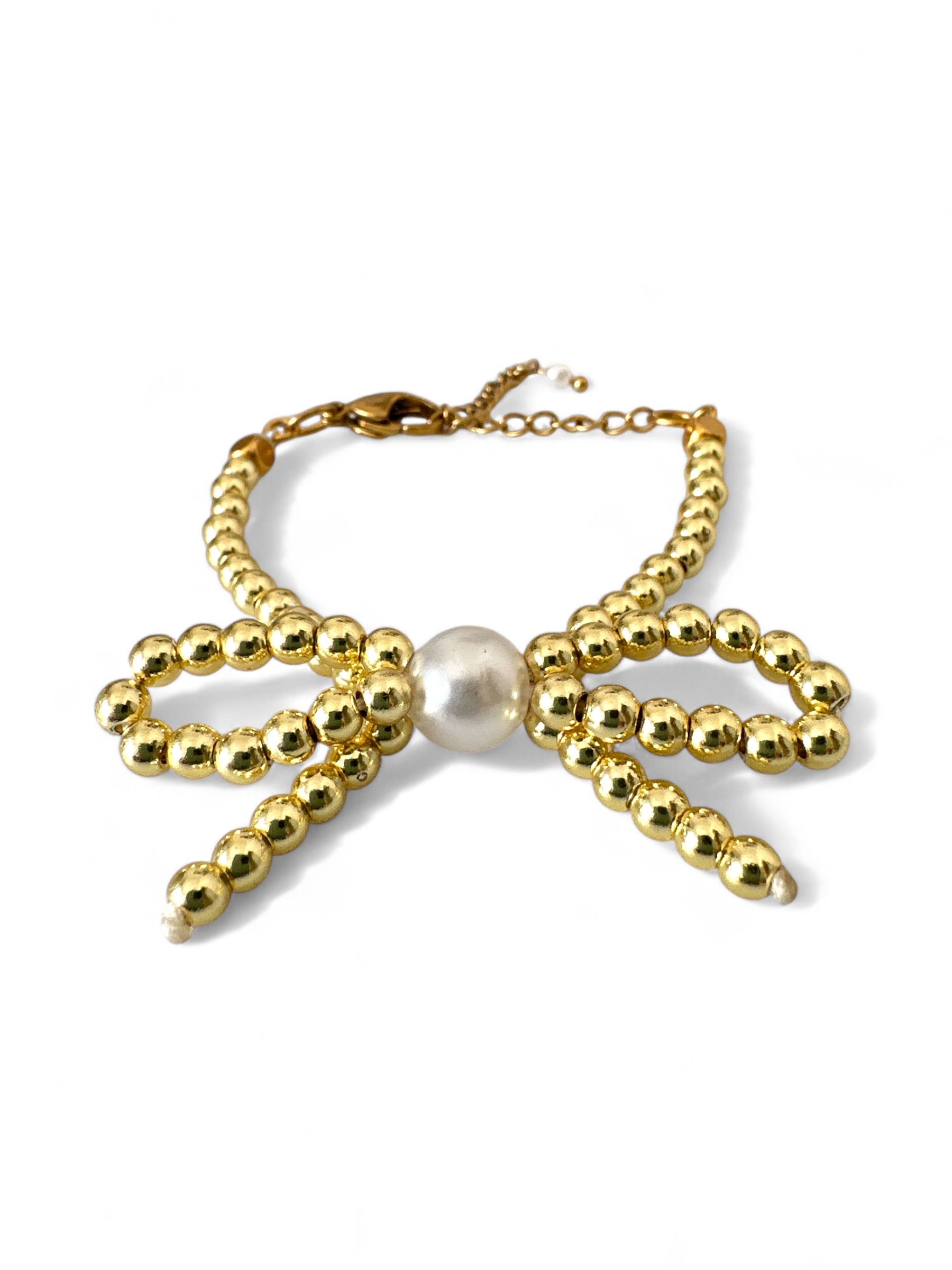 Χειροποίητο βραχιόλι με φιογκάκι αιματίτη και πέρλα – Irene Bracelet – So Cute by Dimi