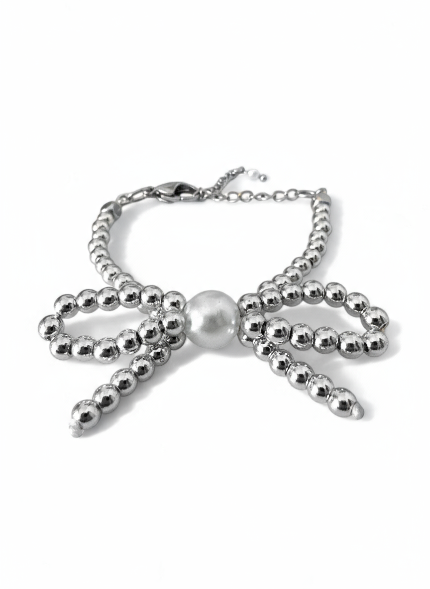 Χειροποίητο βραχιόλι με φιογκάκι αιματίτη και πέρλα – Irene Bracelet – So Cute by Dimi