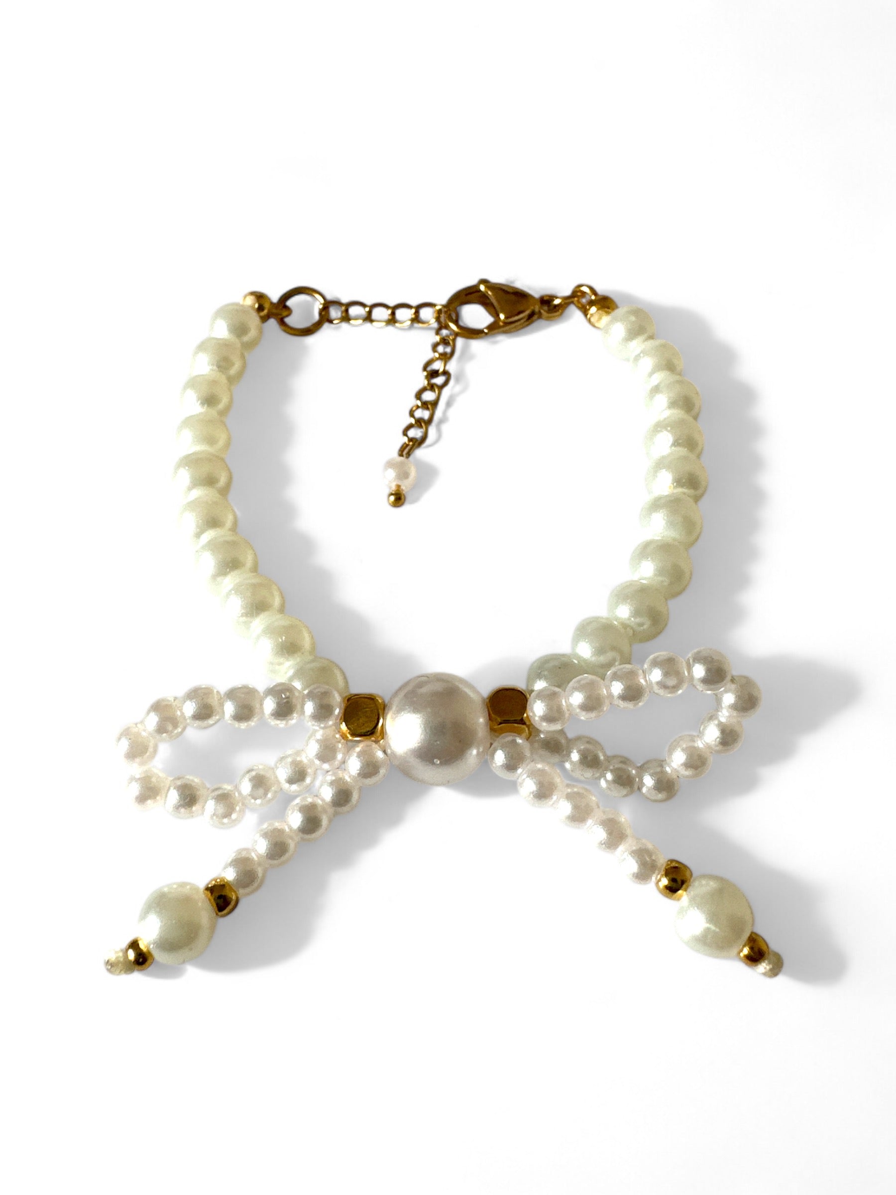 Χειροποίητο βραχιόλι με πέρλες και φιόγκο με μακριές άκρες – Felicia Bracelet – So Cute by Dimi