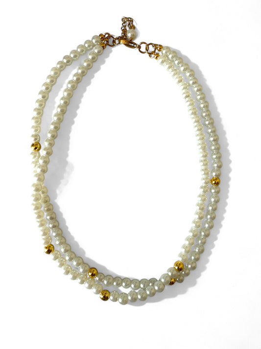 Χειροποίητο κολιέ με διπλή σειρά πέρλες και χάντρες αιματίτη – Charly Necklace – So Cute by Dimi