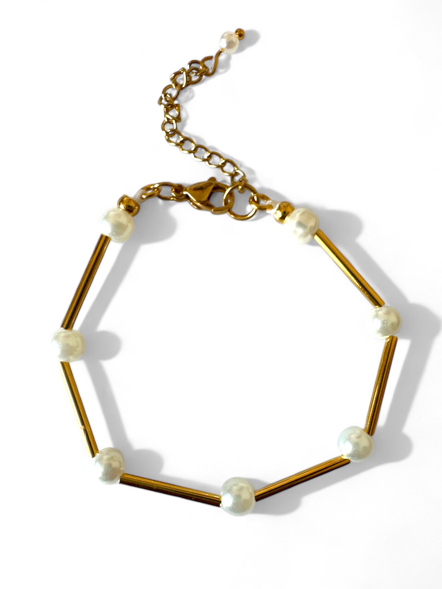 Χειροποίητο βραχιόλι με μεταλλικά σωληνάκια και γυάλινες πέρλες – Tenia Bracelet – So Cute by Dimi