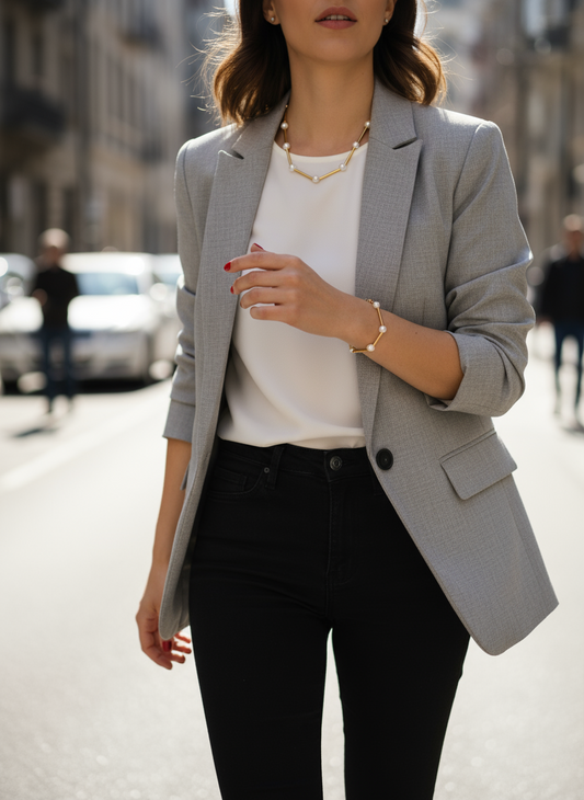 Χειροποίητο κολιέ και βραχιόλι με μεταλλικά σωληνάκια και γυάλινες πέρλες – So Cute by Dimi