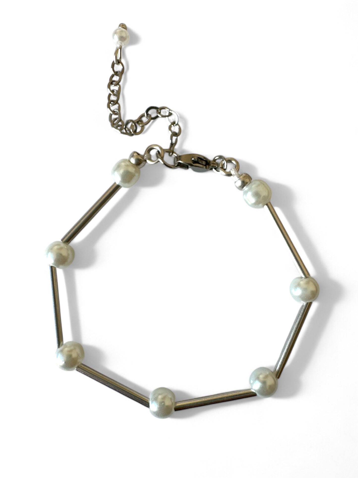 Χειροποίητο βραχιόλι με μεταλλικά σωληνάκια και γυάλινες πέρλες – Tenia Bracelet – So Cute by Dimi