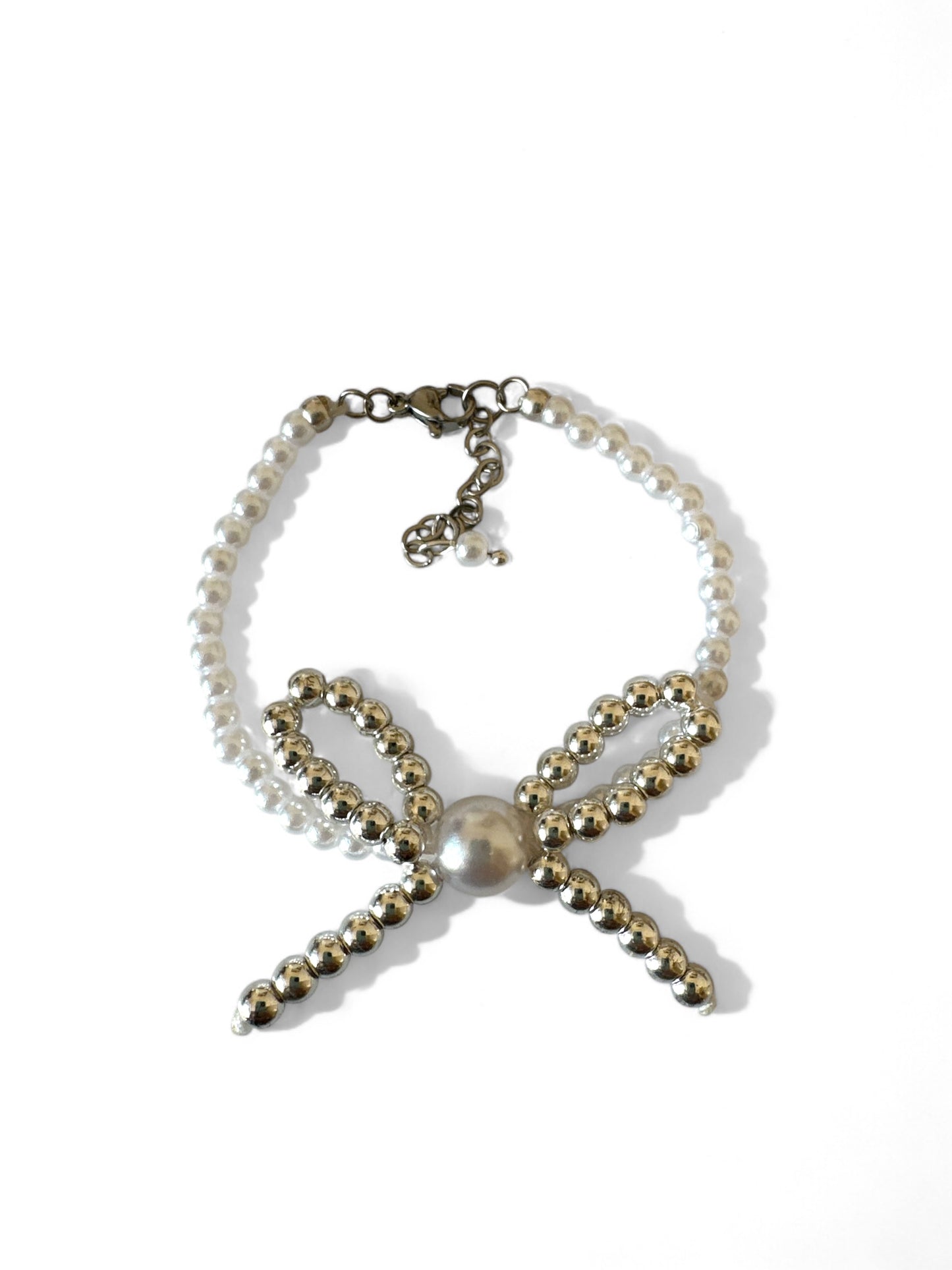 Χειροποίητο βραχιόλι με πέρλες και φιογκάκι από αιματίτη – Irene Pearls Bracelet – So Cute by Dimi