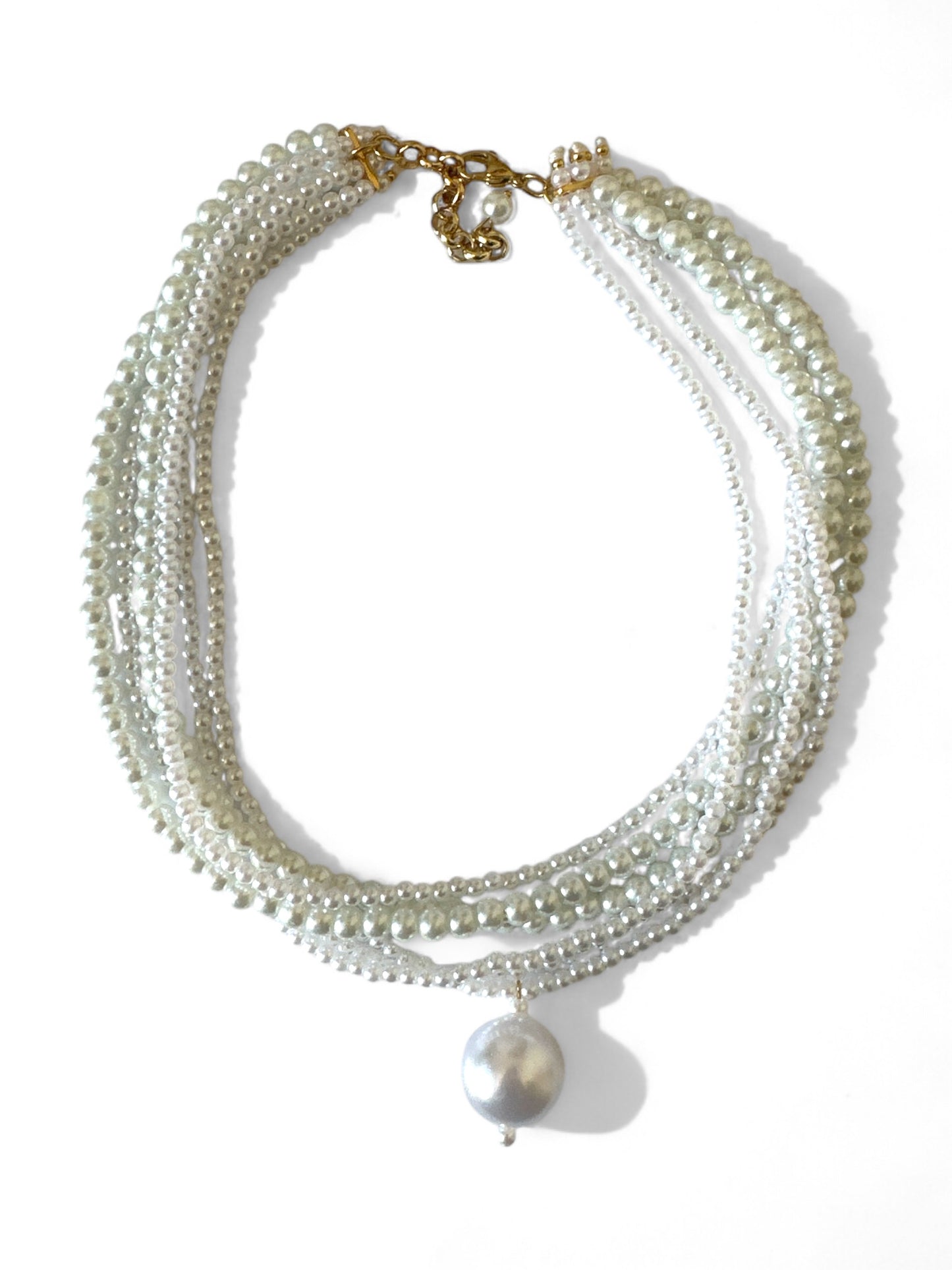 Πολύσειρο κολιέ με πέρλες και μεγάλη κρεμαστή πέρλα – Vanessa Necklace – So Cute by Dimi