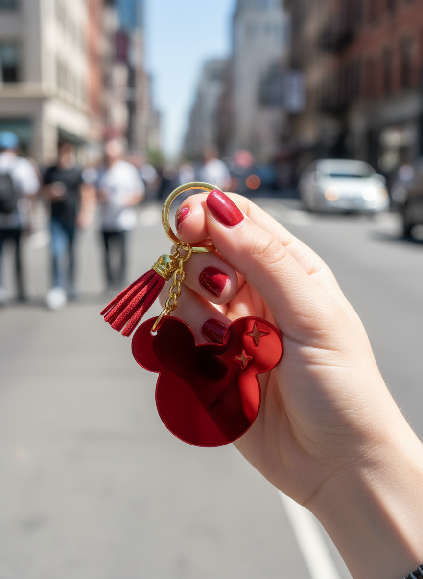 Plexiglass μπρελόκ καθρέφτη σε σχήμα ποντικιού με αστέρια – So Cute by Dimi Wholesale