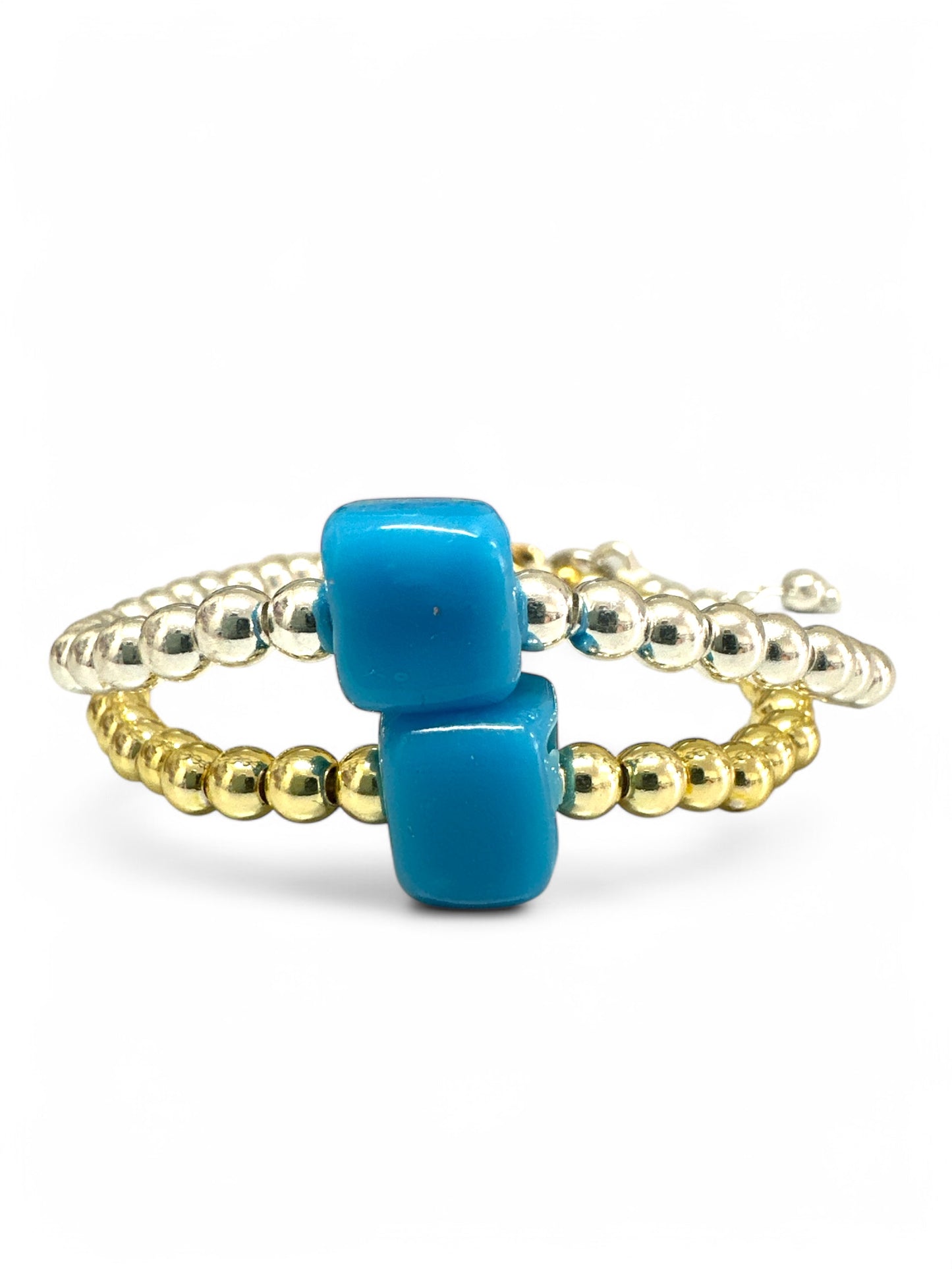 Χειροποίητο βραχιόλι με αιματίτη και γαλάζια χάντρα – Azure Pop Bracelet – So Cute by Dimi